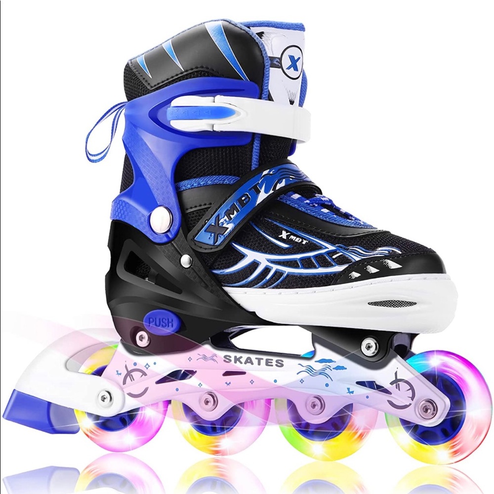 Blue Inline Skates with LED Wheels